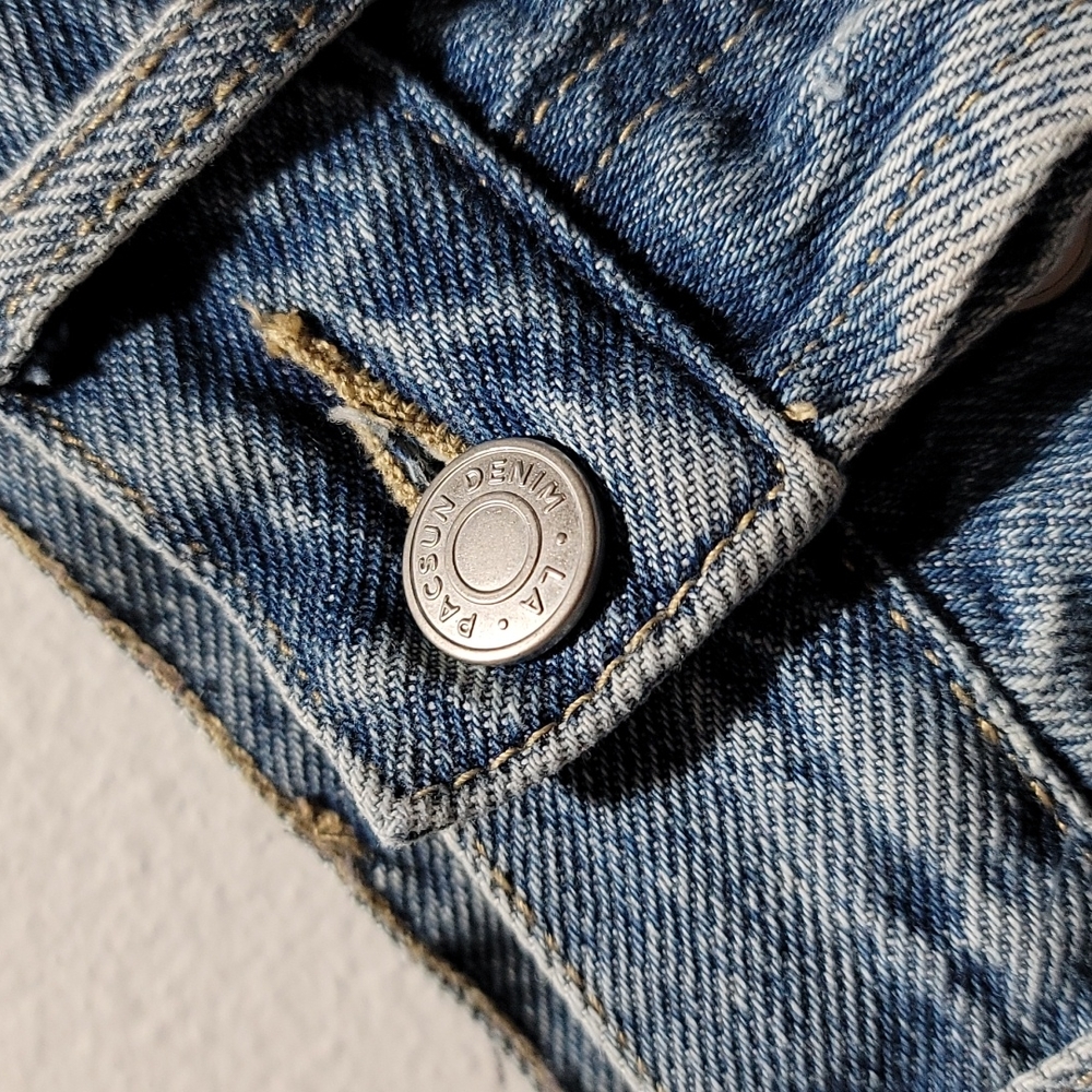 PACSUN 24 CASUAL HIGH RISE STRAIGHT LEG BUTTON FLY CUT OFF DENIM BLUE JEAN SHORT - Picture 6 of 14